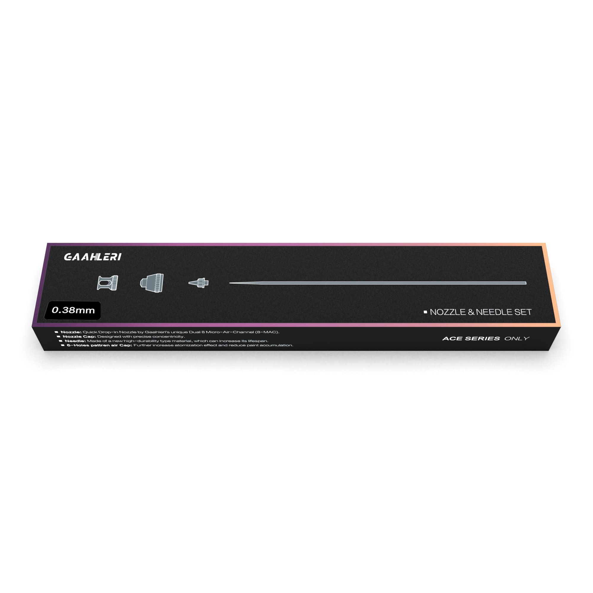 Gaahleri Airbrush 0.38mm Upgrade Pack Including Needle, 6-Holes Pattern air Cap, Nozzle, Nozzel Cap for Ace Series (HD0.38mm)