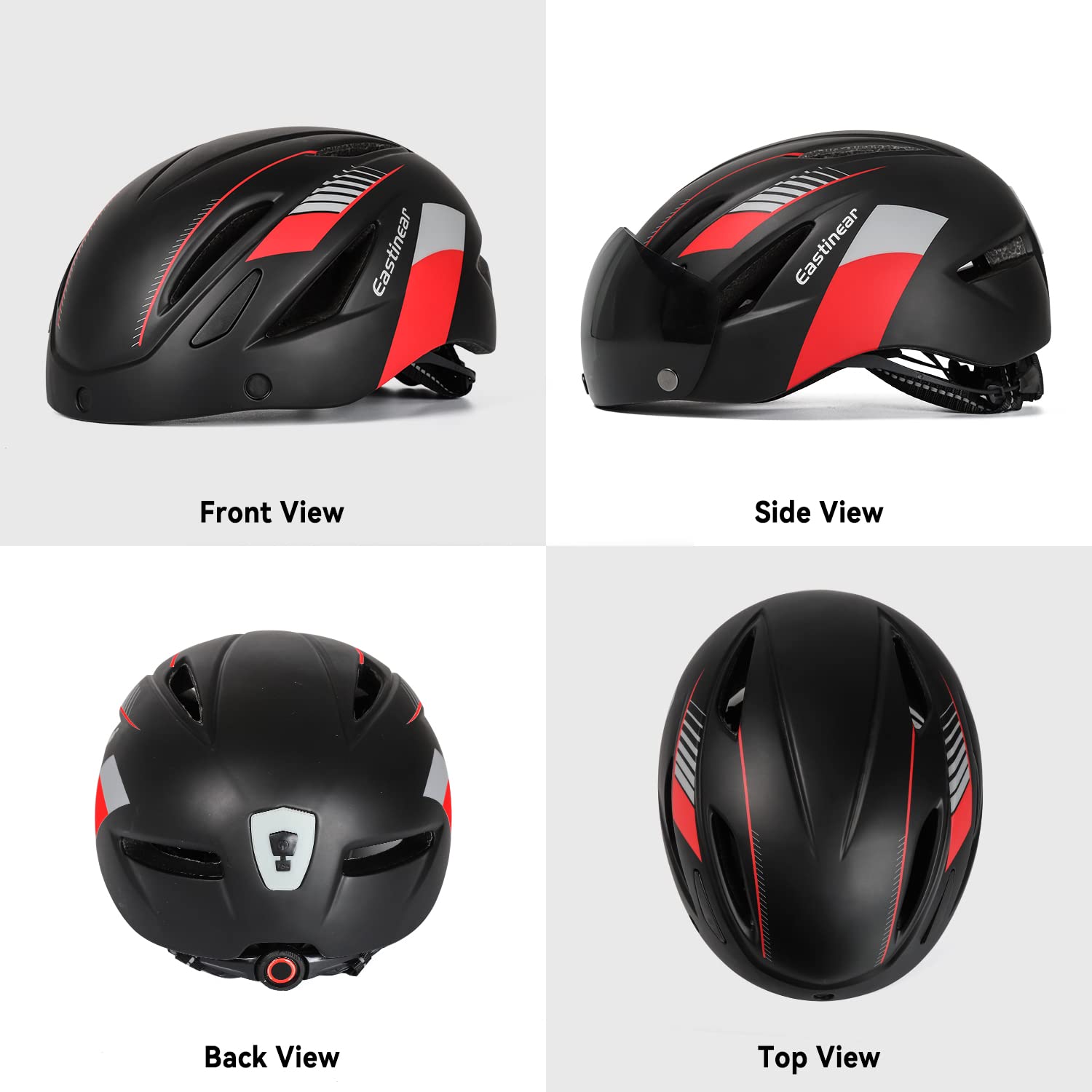 EASTINEAR Adults Bike Helmet Magnetic Goggle Cycling Helmet with USB Rechargeable Taillight for Men Women Mountain & Road Bicycle Helmet Magnetic Shield