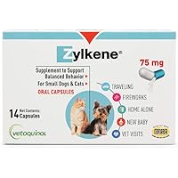 Vetoquinol Zylkene Calming Supplements for Small Dogs & Cats Up to 22lbs, Helps Relieve Dog Anxiety and Cat Anxiety, Non Drow