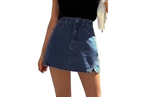 CaniBtr Jean Skorts for Woman Trendy High Waisted Stretchy Y2k Mini Skirt Denim Shorts Skort