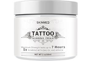 SKINMED Tattoo Numbing Cream(60ml/2.0oz), 7 Hours Maximum Strength Painless Tattoo Numbing Cream, Extra Strength, Best Tattoo Numbing Cream, Numbing Cream for Tattoos Extra Strength