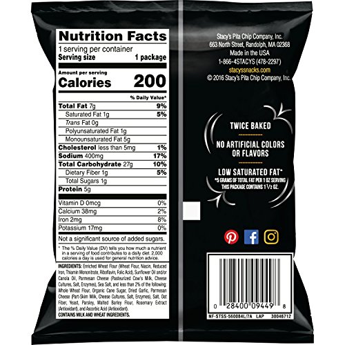 Stacy's Parmesan Garlic & Herb Flavored Pita Chips, 1.5 Ounce Bags