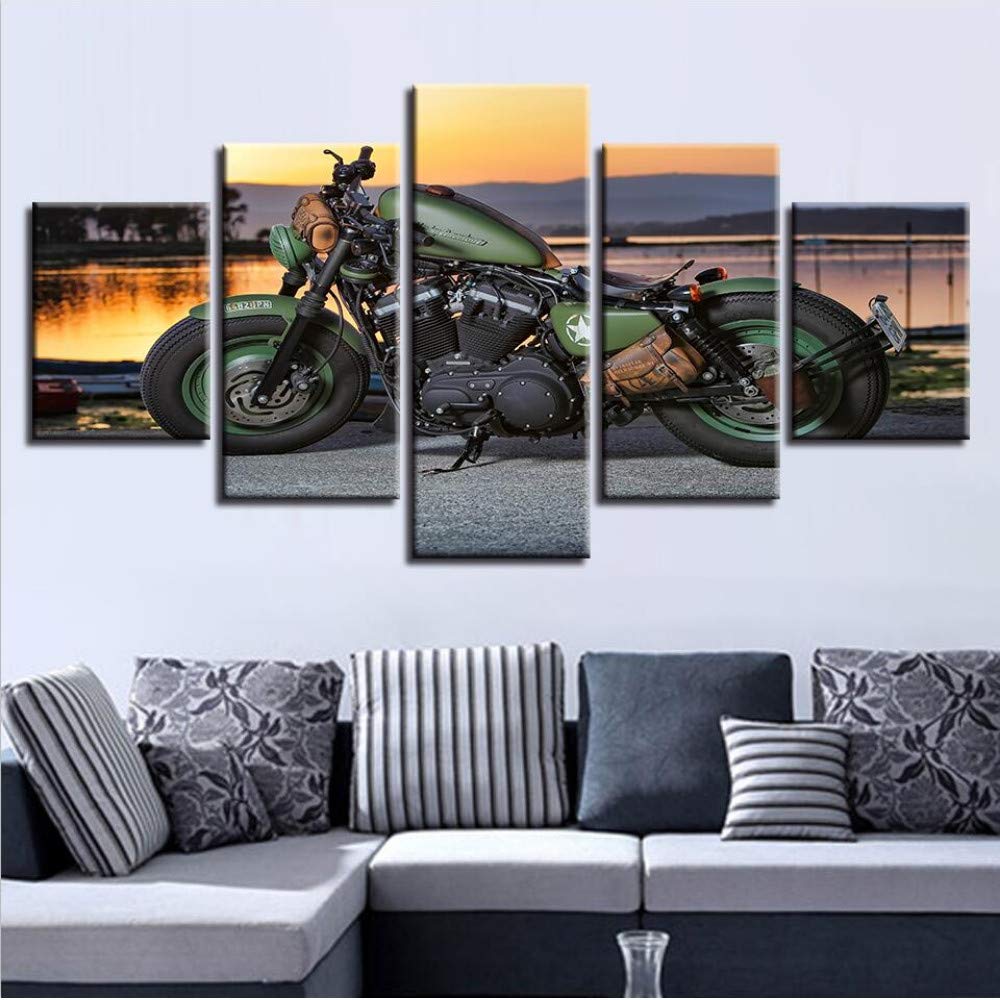 Wuwenw Modulare Leinwand Kunst Poster Druckt Wandrahmen Zitate 5 Stucke Motorrad Bild Fur Wohnzimmer Wohnkultur Kuhles Fahrzeug Malerei 16x24 32 40 Zoll Ohne Rahmen Amazon De Baumarkt