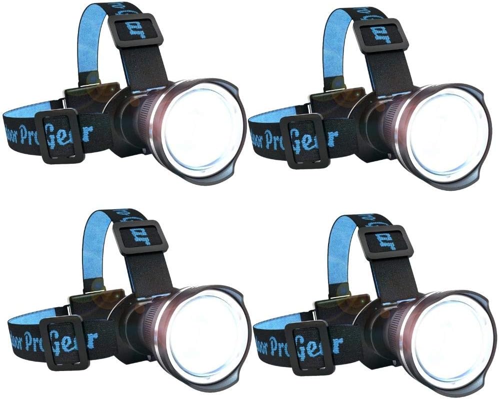 SUPER BRIGHT LED Headlamp - Best and Brightest Broadbeam Spotlight Headlight - Zoomable Camping light- Hunting Headlamp - Caving Flashlight - Running Head Lamp - Construction Hard Hat Light (BLACK) - - 