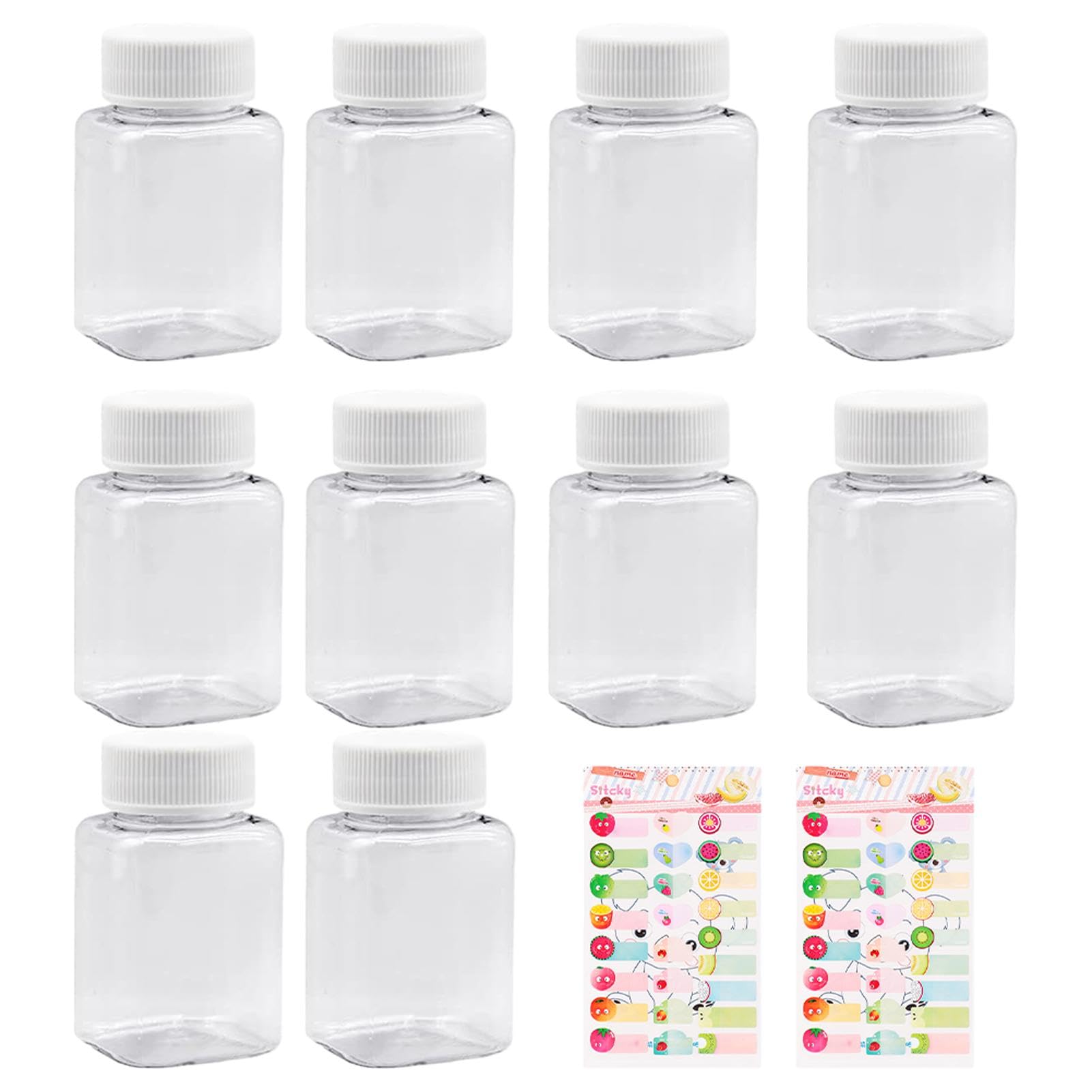 Divono 10Pcs 100ml Shot Bottles with Lids, Leak-Proof Drink Bottles, Ginger Shot Bottles, Plastic Juice Bottles Reusable Shot Bottles For Smoothie, juice,and Other Other Homemade Beverages(Multi)