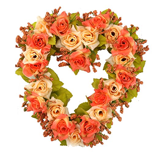 A-SZCXTOP Heart-shape Garland for Wedding Home Decoration Romantic Hanging Wreath for Valentine Garland Holiday Decoration for party Appr 8 Inch