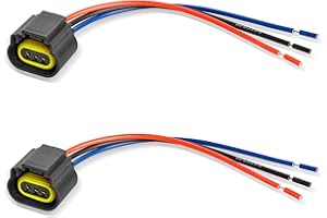 RED WOLF 9008 H13 Socket 3 PIN Female Wiring Socket H13LL Headlight Adapter Universal Fit for Ford Chevy Jeep Dodge Nissan Head Bulb Fog Light Wire Harness Headlamp Pigtail Connector 2 PCS