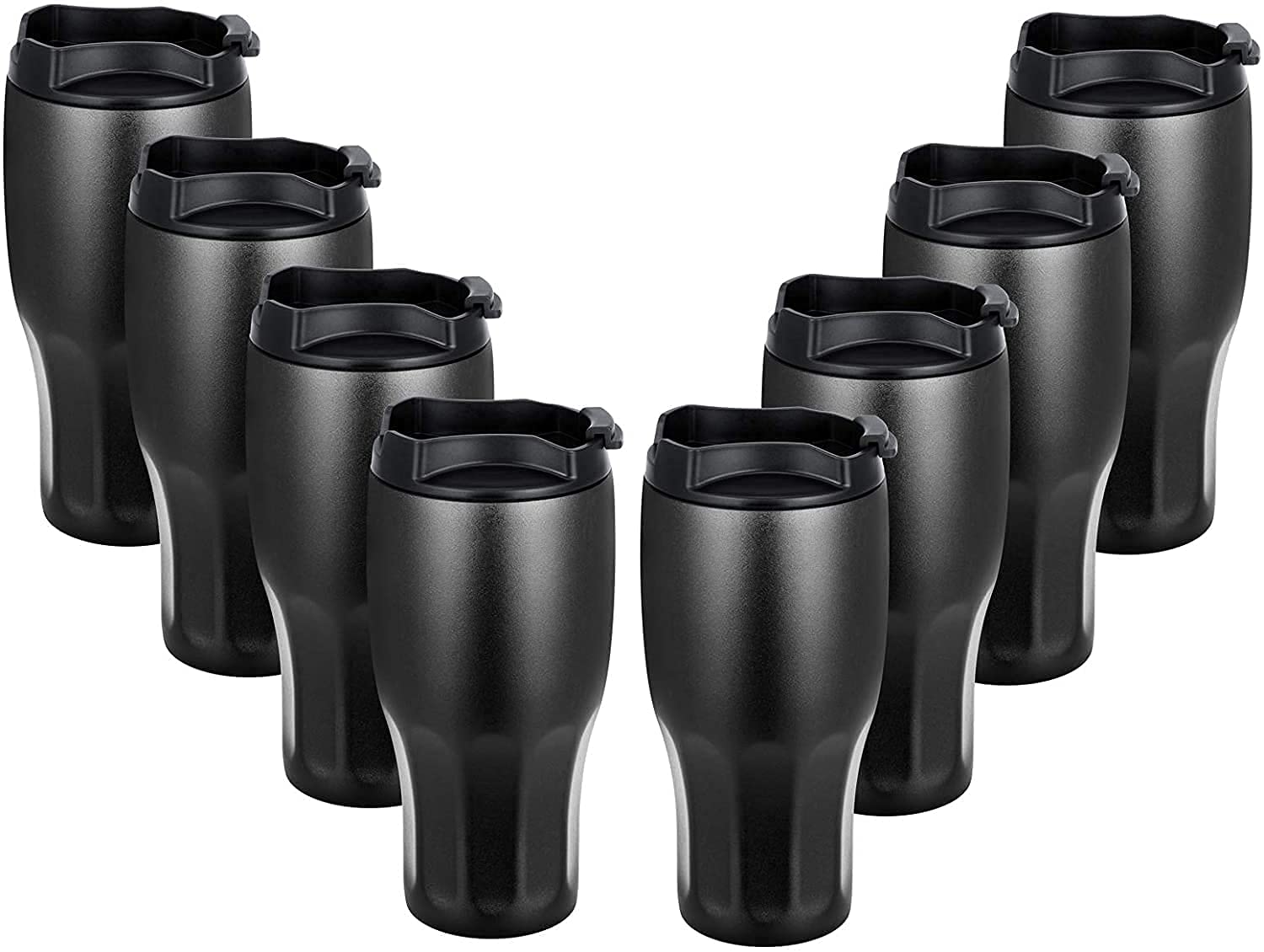COMOOO 30oz Stainless Steel Tumbler Double Wall Vacuum Insulated Travel Mug with Lid Coffee Cup for Cold & Hot Drinks (Black,8 Pack）