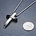Aoiy Men's Stainless Steel Simple Cross Pendant Necklace, Black-Silver-Tone, 23'' Link Chain, ddp056he