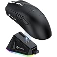 MAGIC-REFINER Attack Shark X11 59g Superlight Wireless Gaming Mouse with Magnetic RGB Charging Dock，BT/2.4G Wireless/Wired Mouse, 22000 DPI，5 Programmable Buttons for PC/Laptop/Mac（Black）