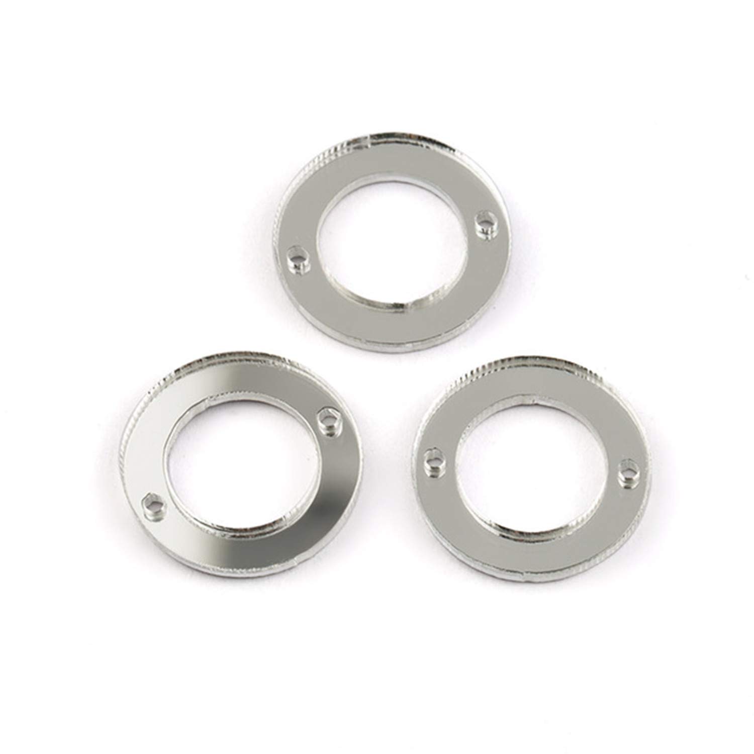 50PCS Silver Sew on Mirror Rhinestones Sew On Mirror Pieces with Holes Flat Back Acrylic Shiny Sew-on Stone for Dress Decoration (Silver Mirror, Hollow Circle 25MM)