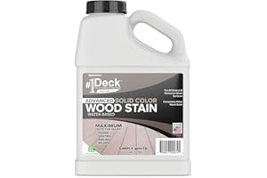 SAVERSYSTEMS #1 Deck Wood Deck Paint and Sealer - Advanced Solid Color Deck Stain for Decks, Fences, Siding - 1 Gallon (Simply White)