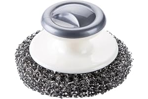 1 PC Steel Wool Cleaning Ball with Handle Strong Detoxifying Hand Free Steel Wool Handle Powerful Practical for Adults Kitche