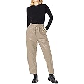 Jild Real Lambskin Leather Pants for Women Comfortable Drawstring Versatile Design Elastic Waistband with Relaxed Fit