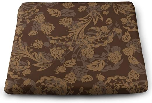 Amazon Co Jp 花茶色の背景パターン 座面クッション おしゃれ 低反発 座布団 人気 高級感 記憶泡 スクエア クッション 滑り止め付き 厚い チェアパッド 通気性 椅子 クッション ホーム キッチン