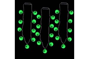 Bstge 3 Pcs Halloween Light Up Necklace, 3 Modes Eyeball Lights for Halloween Decoration, Novelty Halloween Jewelry, Trick or Treat Halloween Accessories for Halloween Party Favors & Gifts(green)