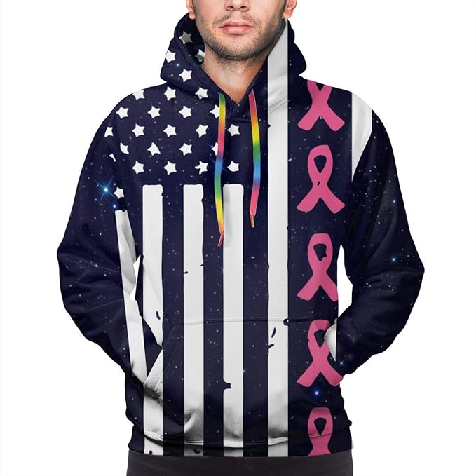 Pink Ribbon Flag Breast Cancer Awareness Men's Custom