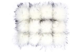 DIY 12pcs Faux Raccoon Fur Pom Pom Ball for Knitting Hat DIY Accessories Fluffy Pompoms (White) 4.3 Inch