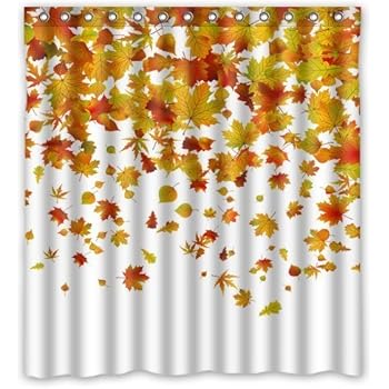 FMSHPON Autumn Falling Maple Leaves Polyester Fabric Bathroom Shower Curtain Size 66 x 72 Inches