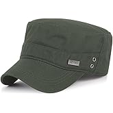Unisex Cadet Army Cap Military Adjustable Flat Top Hat for Men Women