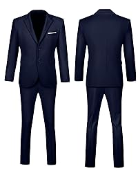 Mens Suit Slim Fit Set 2 Piece Solid Formal Wedding