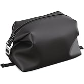 Vomgomfom 6L 13 Inch Silicone Toiletry Bag, Waterproof Leakproof Travel Cosmetic Organizer, Adjustable G-Buckle Compression Dopp Kit, Foldable Makeup Bag for Women & Men (Black, 13" 6L)