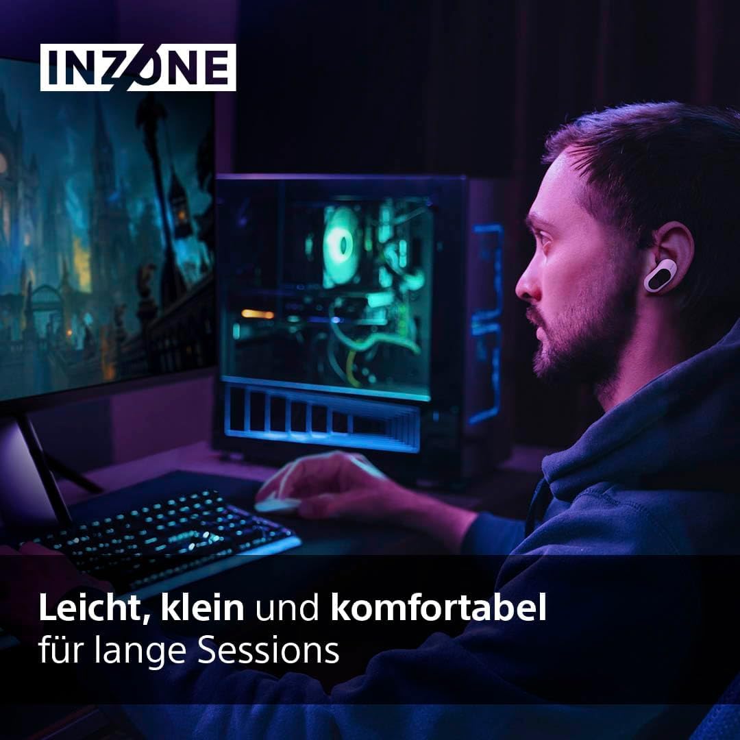 Sony INZONE Buds - In-Ear Gaming Kopfhöhrer für PC & PS5, 360 Spatial Sound, Active Noise Cancelling, AI-Mikrofon, 24H Akku, geringe Latenz – Weiß 4
