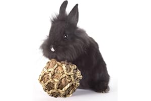 Natural Banana Leaf Ball for Rabbits - Safe, Durable, Environmental-Friendly, Entertaining Chew Toy by SunGrow - Improve Dent