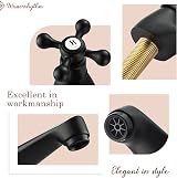 Wasserrhythm Victorian Basin Pillar Taps Pair Black Mono Cross Lever view 8