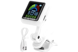 Guitar Tuner, Violin Tuner Guitar Clip‑on Tuner USB Rechargeable Ukulele Tuner AT‑102 with Color Screen(AT-102 White)