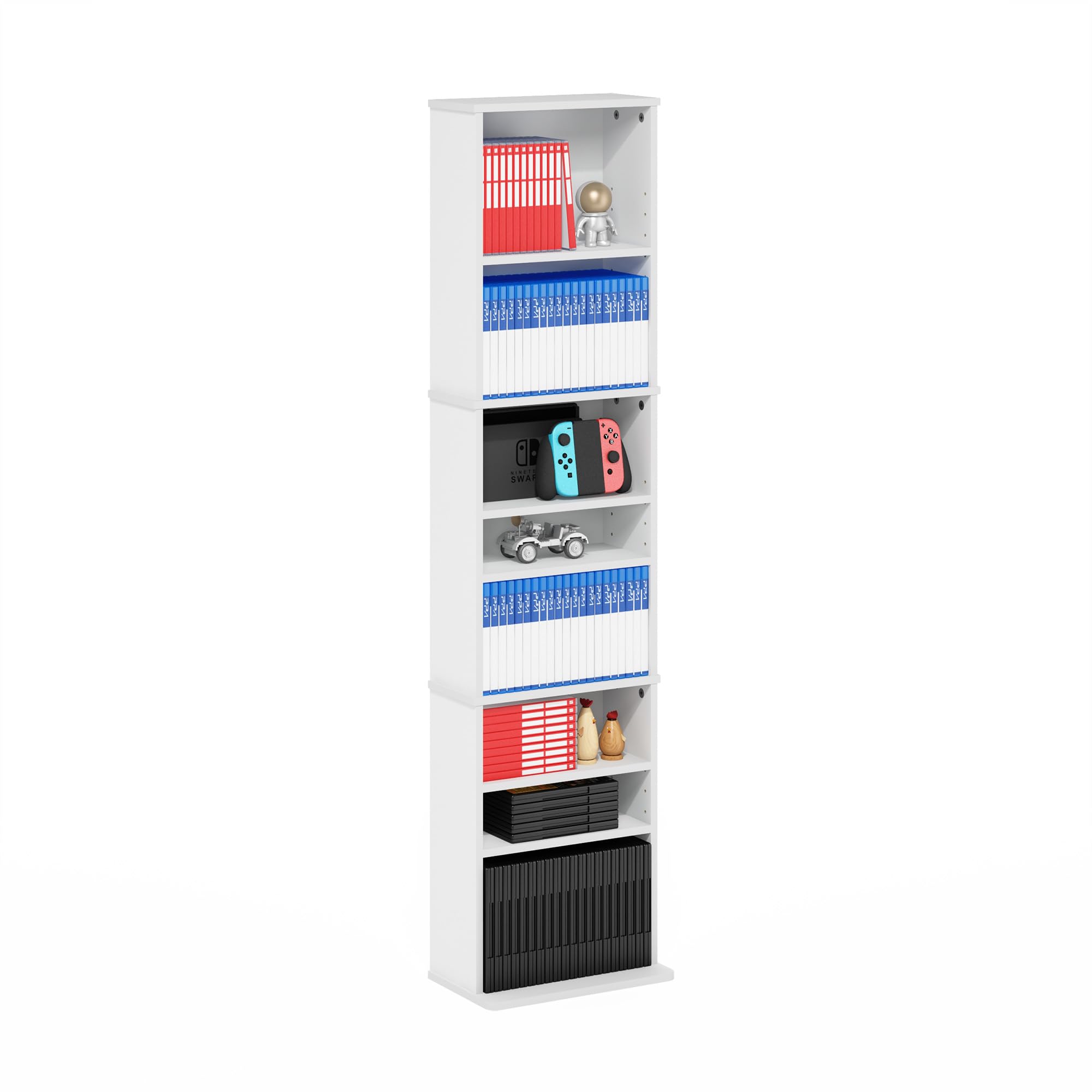 Photo 1 of (PARTIAL SET) Furinno Jaya 9-Shelf Multimedia Media Storage Tower Rack with Adjustable Shelves, White