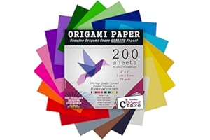 ORIGAMI CRAZE Origami Paper 200 Sheets - Colored Paper for Arts and Crafts - 2-inch Origami Square Sheets - 20 Vibrant Colors for Paper Craft - 100 Design E-Book Included (See back of the cover for download Info)