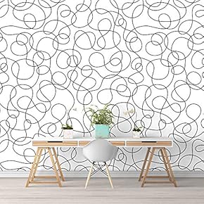 Wall Murals for Bedroom Abstract Geometric Lines Removable Wallpaper Peel and Stick Wall Stickers - 66x96 inches