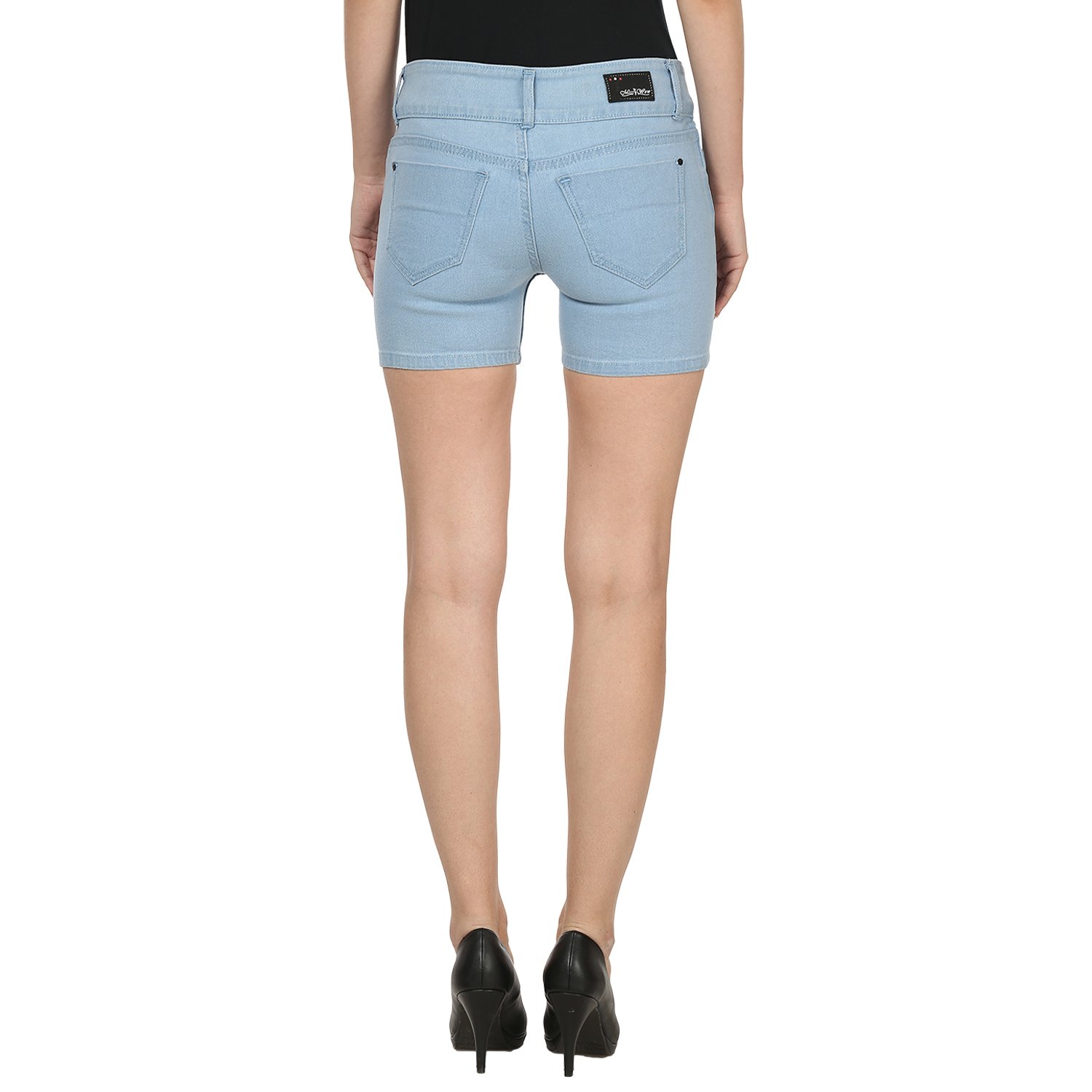miss wow basic denim short for women (iceblu1084_iceblue)