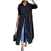 Choichic Shirt Dresses for Women Casual Long Sleeve Cotton Button Down Maxi Dresses