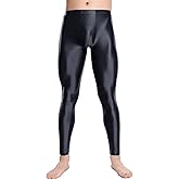 FEOYA Mens Oil Shiny Glossy Compression Pants Stretchy Nylon Smooth Leggings Tights Pants for Yoga Running Gym Workout