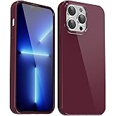Svanove for iPhone 13 Pro Max Case Silicone, Glossy Soft Rubber Gel Jelly Cute Protective Plastic Simple Plain Phone Case Cover for Women Girl, Slim Thin Flexible Shockproof TPU, Burgundy Wine
