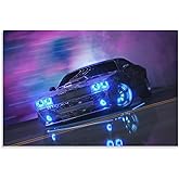 Muscle Car JDM Neon Sport Car Posters for Room Mens Living Room Bedroom Decor Aesthetic Art Prints Car Wall Decor Canvas Art Wall Decor Framed Unframed 12x18inch(30x45cm)