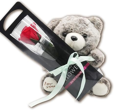 Amazon プリザーブドフラワー くまさんのぬいぐるみセット かわいい 人気 花 誕生日 記念日 父の日 女性 お祝い 贈り物 プレゼント ギフト プリザーブドフラワー オンライン通販