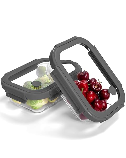 BOROHOUSE 2-PACK GLASS FOOD STORAGE CONTAINERS WITH TEMPERED...