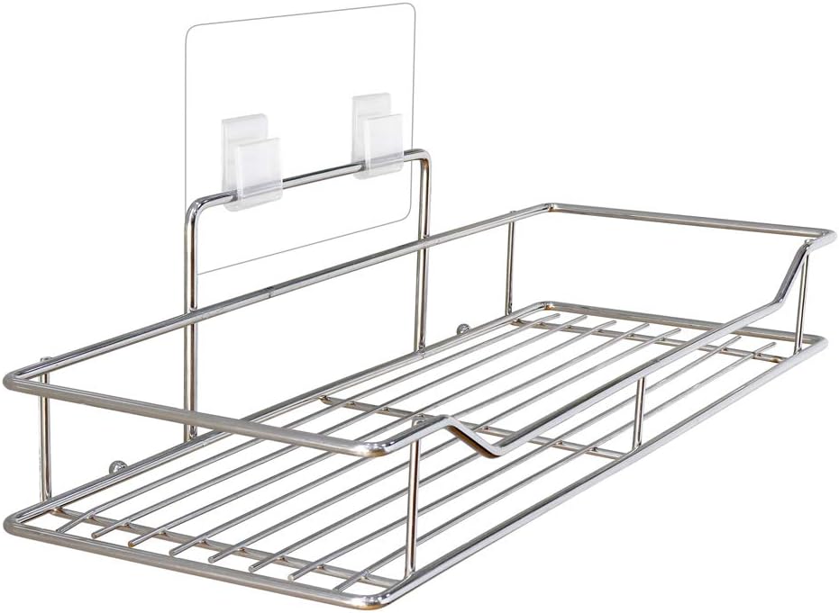 Shower Caddy-Bathroom Accessories Bathroom Shelf For Shampoo Holder Kitchen Rack Storage Organizer With Traceless Transparent Adhesive Wall Damage Free (13.78in4.92in3.15in)