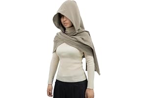 COSINSTYLE Women Men Fashion Shawl Scarf Cape | Multifunctional Hooded Cowl | Medieval Linen Cotton Cowl Hood |Vintage Goth Costume