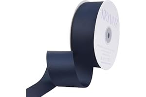 Kryvus Navy Blue Ribbon, Grosgrain Ribbon 1-1/2 Inch x Continuous 50 Yards, Navy Blue Grosgrain Ribbon for Crafts, Gift Wrapping, Hair Accessories, Wedding Decor, Sewing and Bow Making