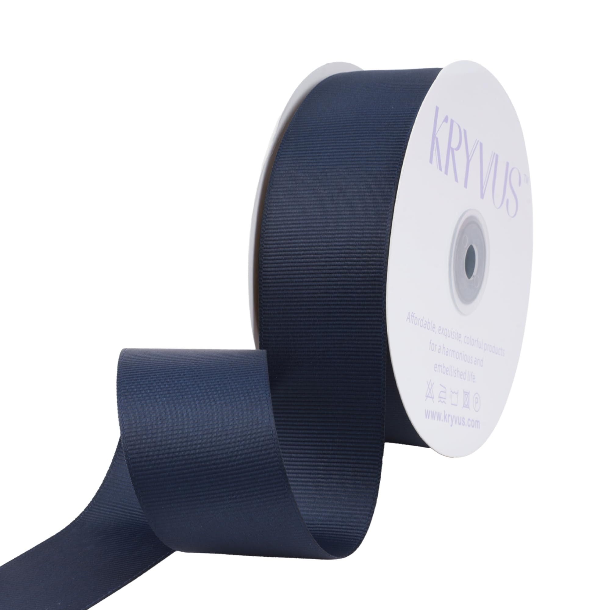Kryvus Grosgrain Ribbon, Navy Blue Ribbon 38mm x Continuous 45 Metres, Navy Blue Grosgrain Ribbons Perfect for Gift Wrapping, Crafts, Sewing, Wedding Decor, DIY Hair Accessories and More