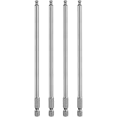 HARFINGTON 4pcs Ball End Hex Screwdriver Bit 4mm (H4.0) Tip 1/4" Hex Shank 150mm (6") Long Magnetic Ball Head Bits Industrial Grade S2 Steel Metric Screw Driver Bit
