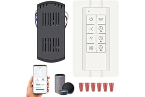 BREEZE BAY Universal Smart WiFi Ceiling Fan Remote Control Kit, Wall Switch Compatible with Alexa,Google Assistant and Smart Life App,Replacement for Hunter Hampton Bay Harbor Breeze,2-8h Timing (Beige)