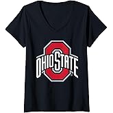 Womens Ohio State Buckeyes Womens Icon Logo Black V-Neck T-Shirt