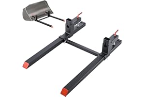 VEVOR Pallet Forks, 2000 lbs Clamp on Pallet Forks, 43-Inch Total Length Heavy-Duty Tractor Fork with Adjustable Stabilizer Bar for Tractor Attachments, Loader Bucket, and Skid Steer, Black