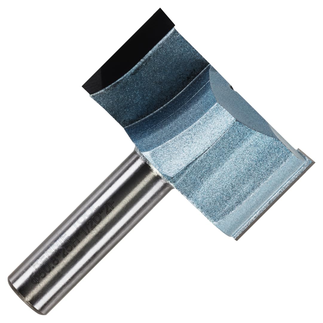 Rennie Tools - 50.8mm (2") Cutting Diameter x 25mm Flute x 1/2" Shank TCT Tipped 2 Flute Straight Router Cutter Bit. Compatible With Makita Trend Festool Hikoki Dewalt Router Etc. 50.8mm Router Bit