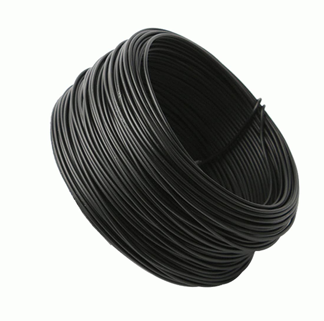 Fuwok Coated Wire Twist Ties Binding, Garden Wire Coil Plastic Coated Plant Twisty Tie for Climbing Plants Plant Tree Support (0.45mm-100M, Black-Round)